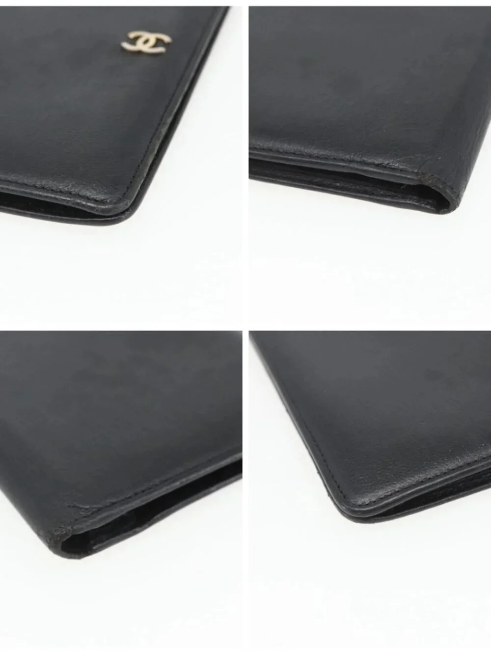 CHANEL Day Planner Cover Leather Black Gold CC Auth 157492